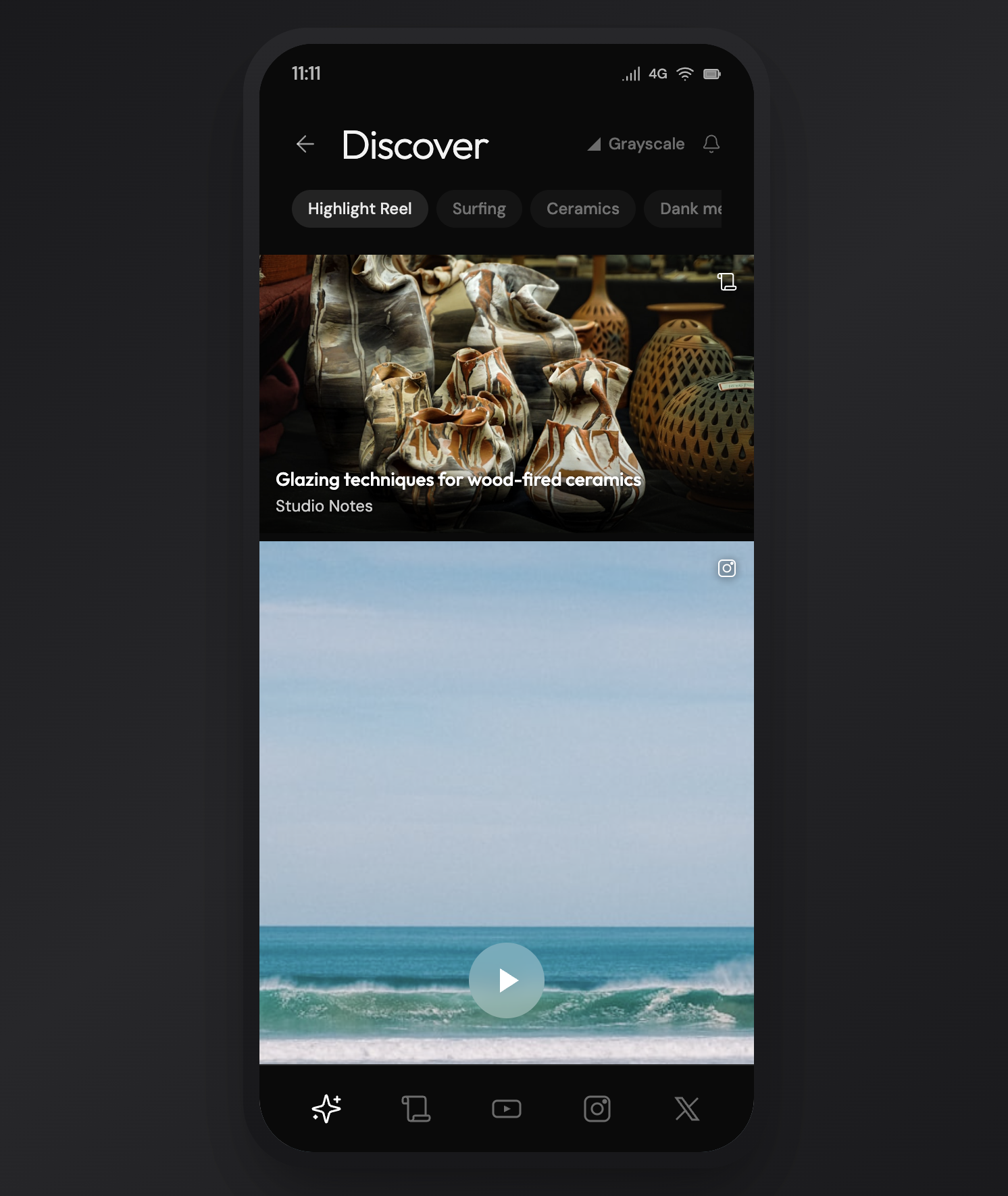 Discover — a feed that admits it is a feed, and lets you reshape it.
